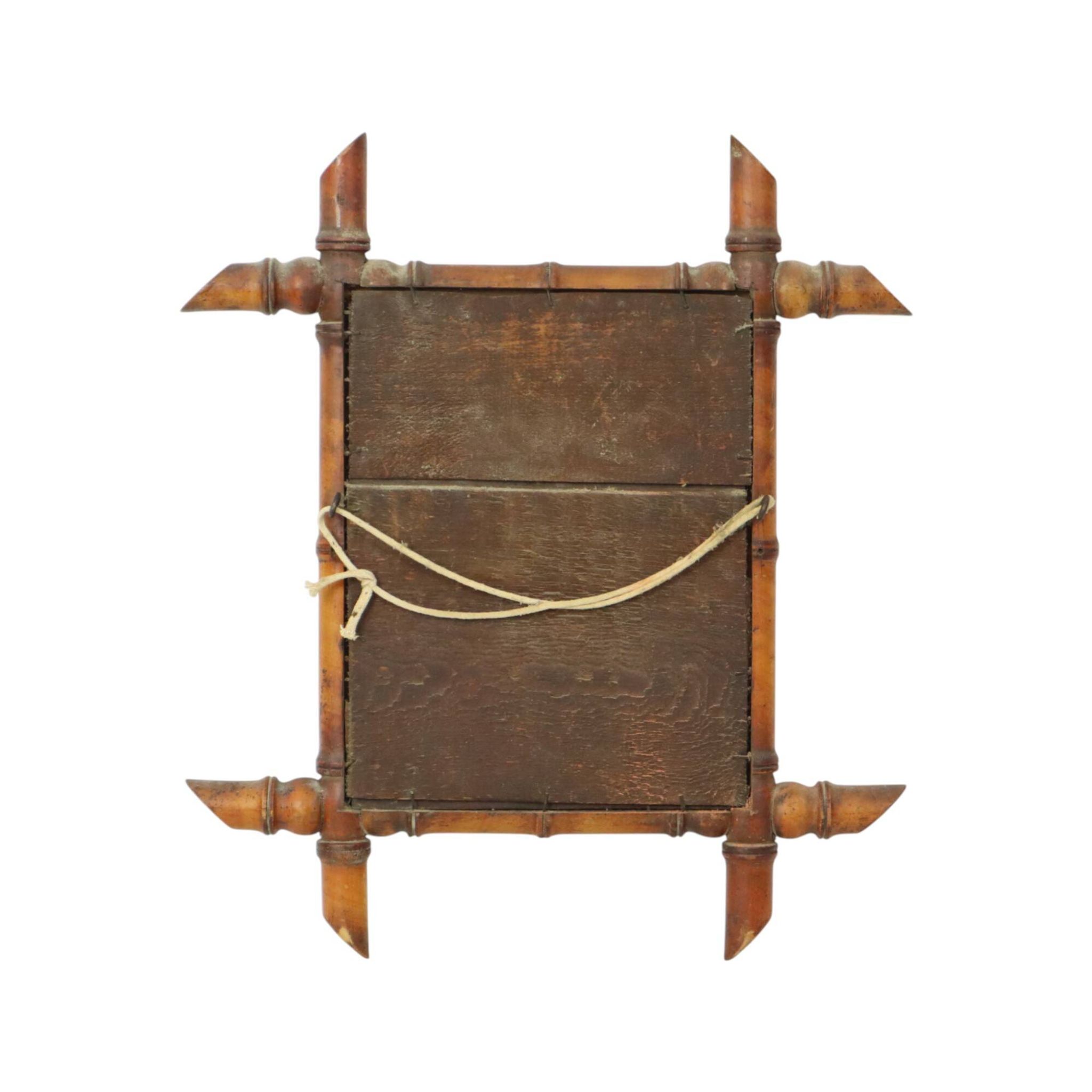 Antique Wooden Faux Bamboo Mirror France 45x39cm