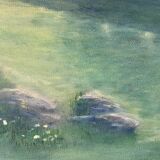 Vintage Original Oil On Canvas Painting Rural Landscape  1995