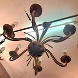 Gold metal reed chandelier