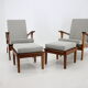 1930s Pair of Antonin Heythum Very Rare Armchairs + Stools, Czechoslovakia