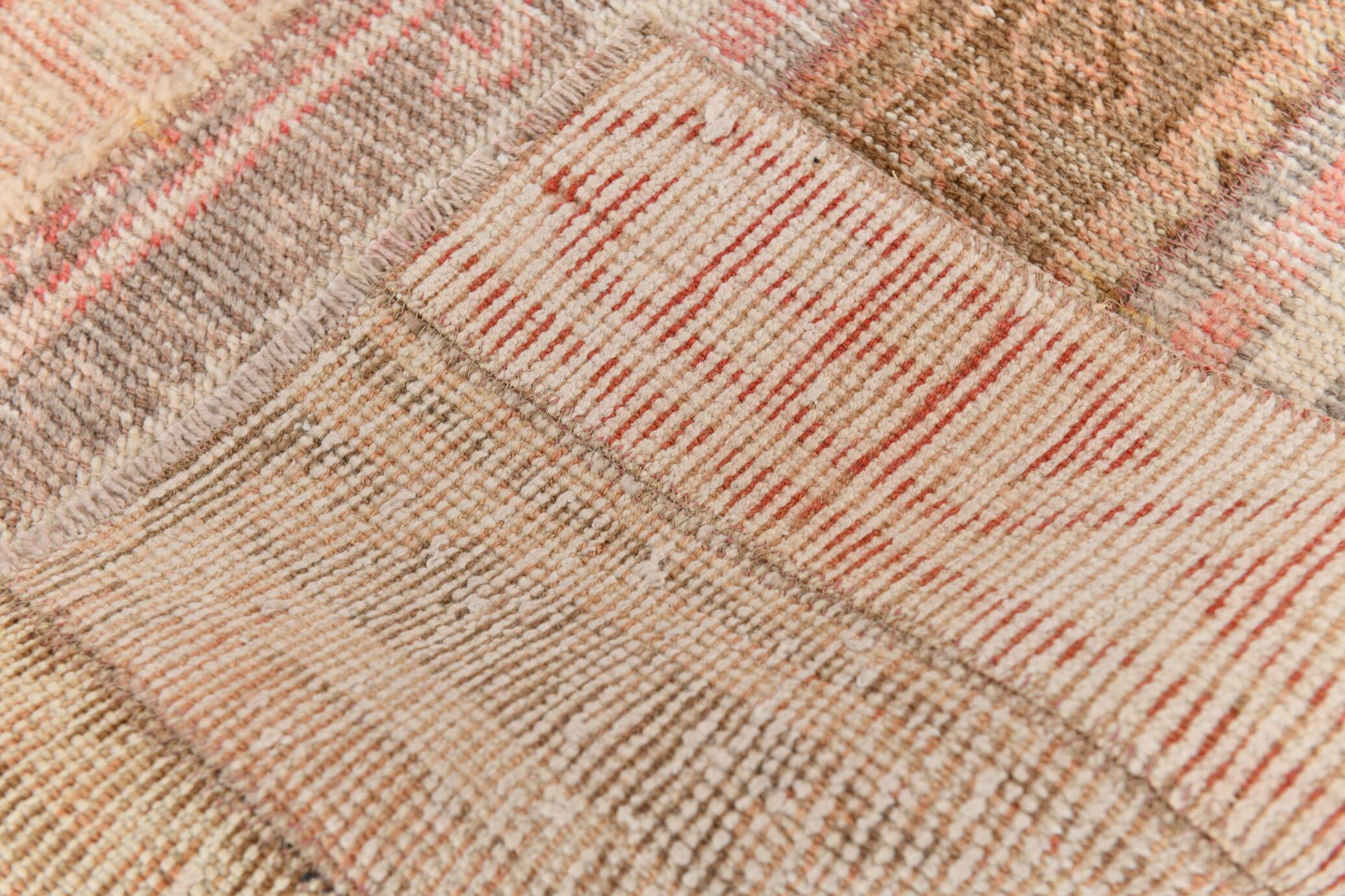 Tapis pour couloir rouge et beige, tapis vintage coureur, 70x289 cm
