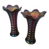 Pair of Imperial vases in iridescent glass