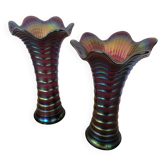 Pair of Imperial vases in iridescent glass