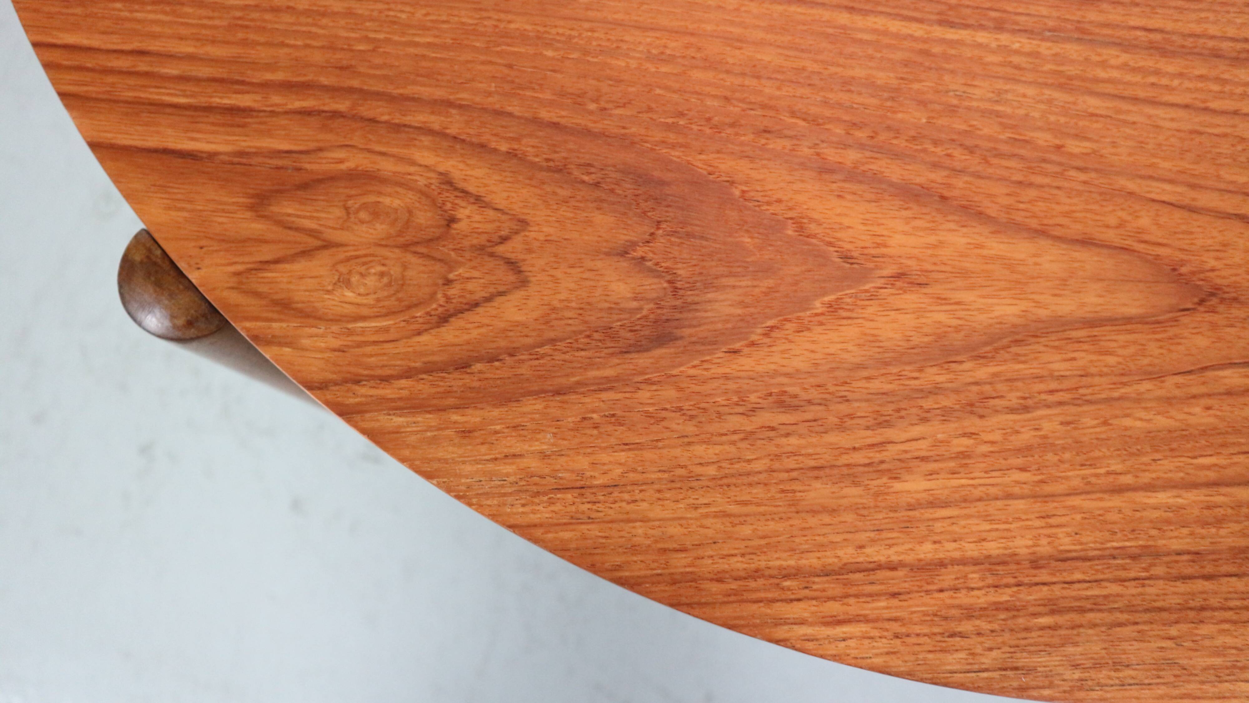 Scandinavian Modern Teak& Rattan Round Coffee Table, 1960's Denmark