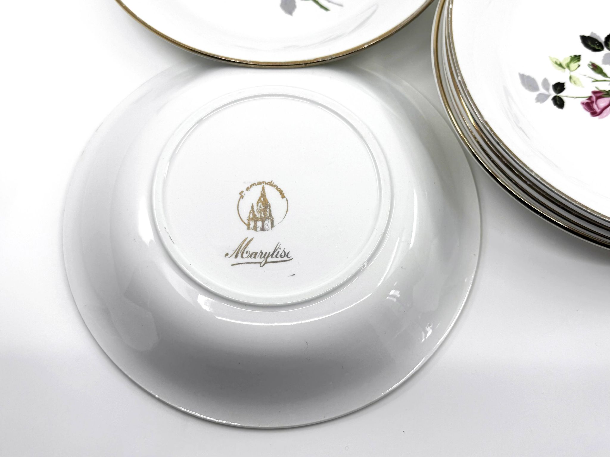 6 earthenware soup plates • L'Amandinoise • Circa 1950