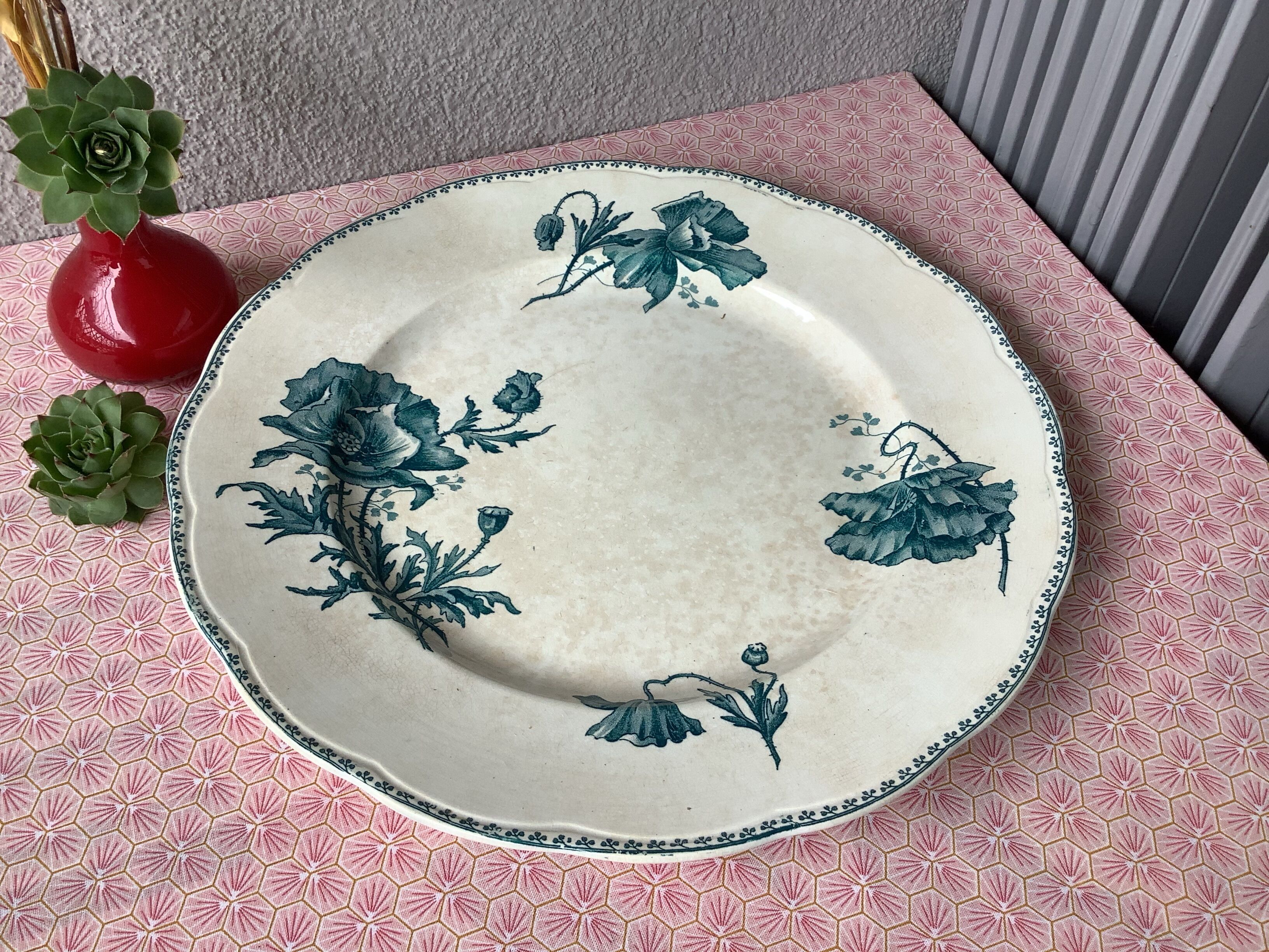 Serving dish Sarreguemines U&G iron earth decoration Féria