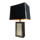 Large lamp in black lacquered wood, gilding and mother-of-pearl. French work. Circa 1970