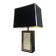 Large lamp in black lacquered wood, gilding and mother-of-pearl. French work. Circa 1970