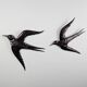 Pair of Metal Wall Sculptures Swallows, Signed, 1970s