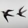 Pair of Metal Wall Sculptures Swallows, Signed, 1970s