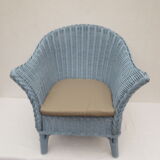 Child Wood brand rattan and wicker armchair in periwinkle blue