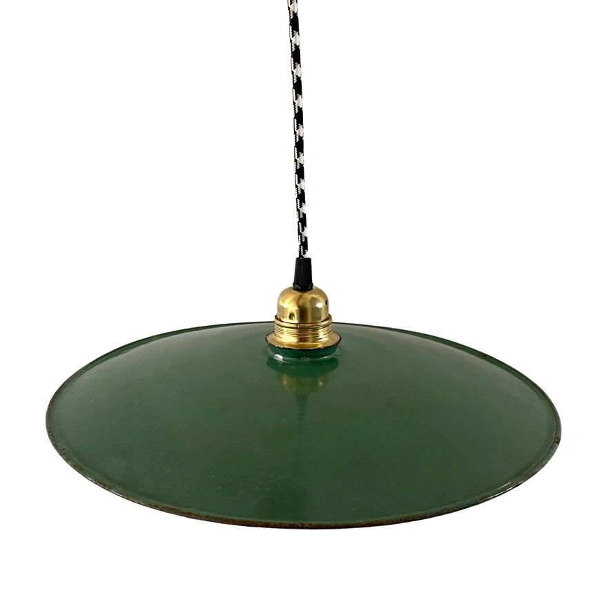 Vintage suspension in green enamelled sheet metal