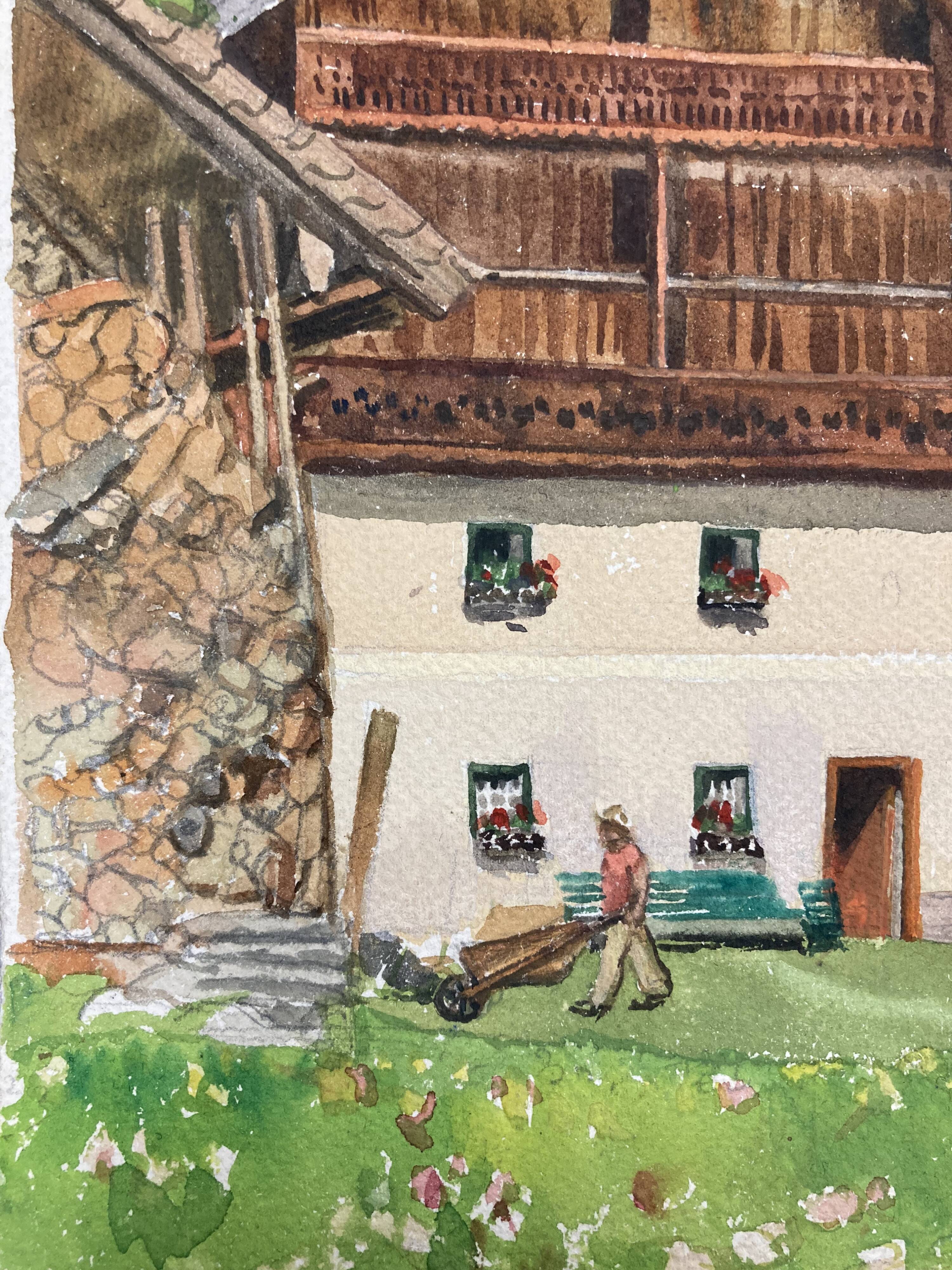 Vintage mountain watercolor