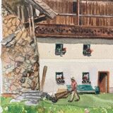 Aquarelle de montagne vintage