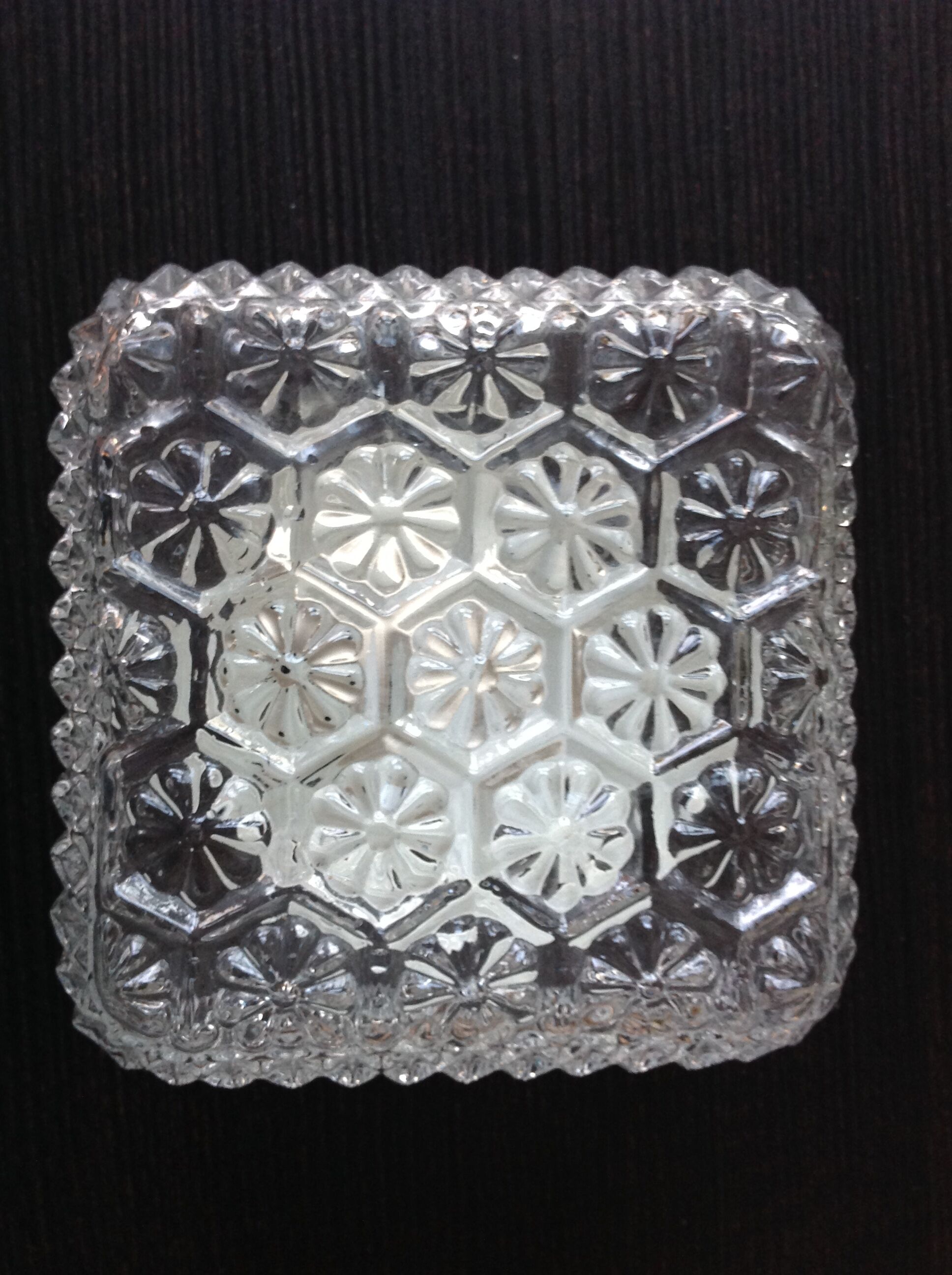Structured /vintage square glass ceiling lamp 60s-70s