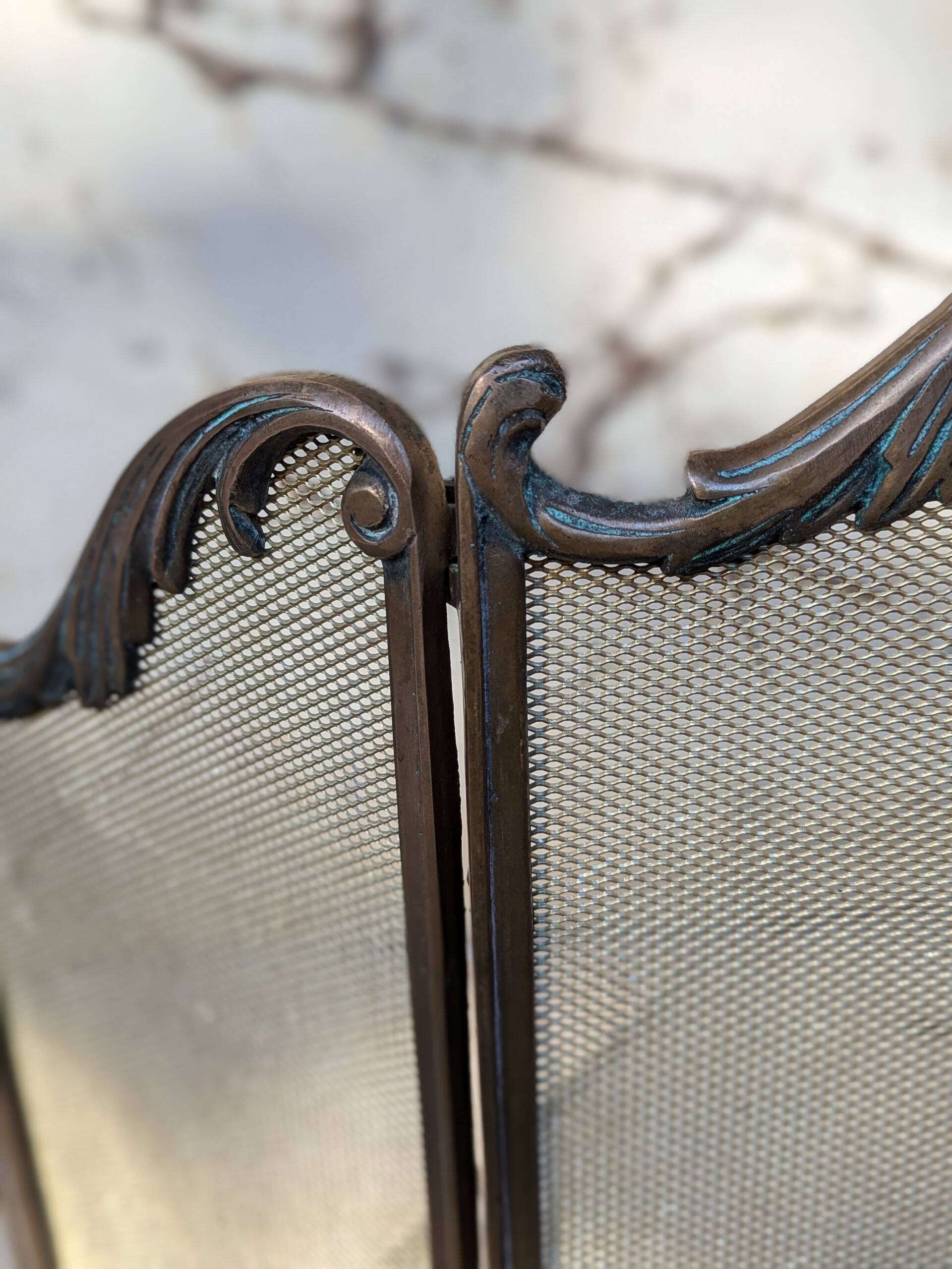 Brass fire screen with 2 leaves