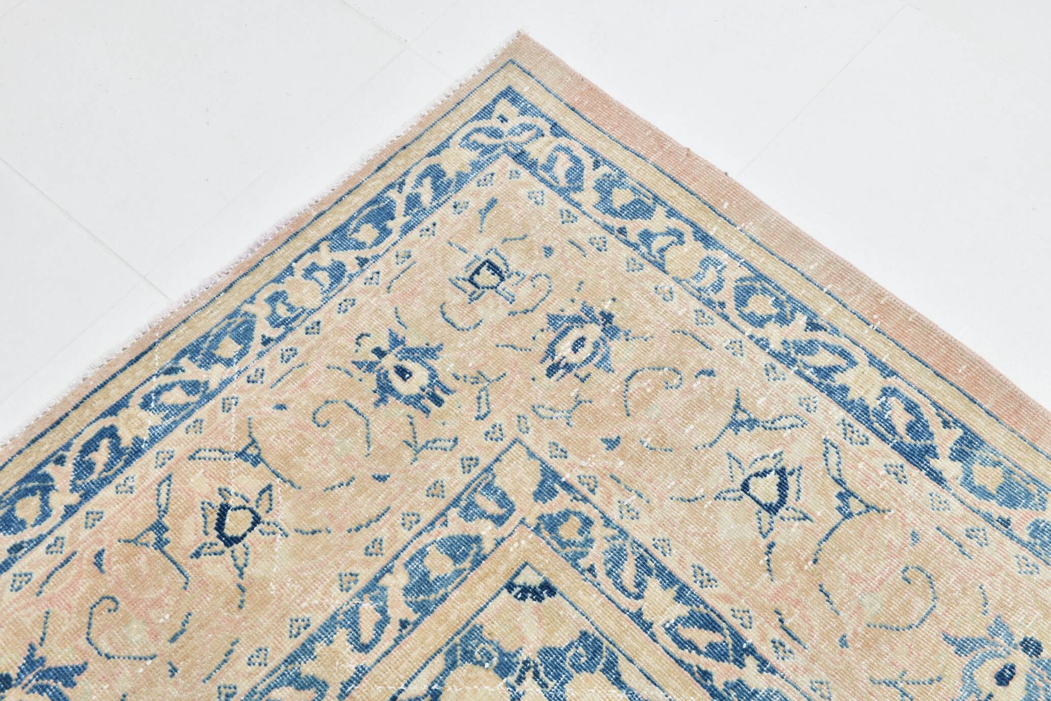 12x15 Soft Beige & Blue Classic Vintage Persian Rug, 274x397 Cm