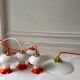 Set of 4 suspensions tulips in opaline orange gradient thread orange and white 70s