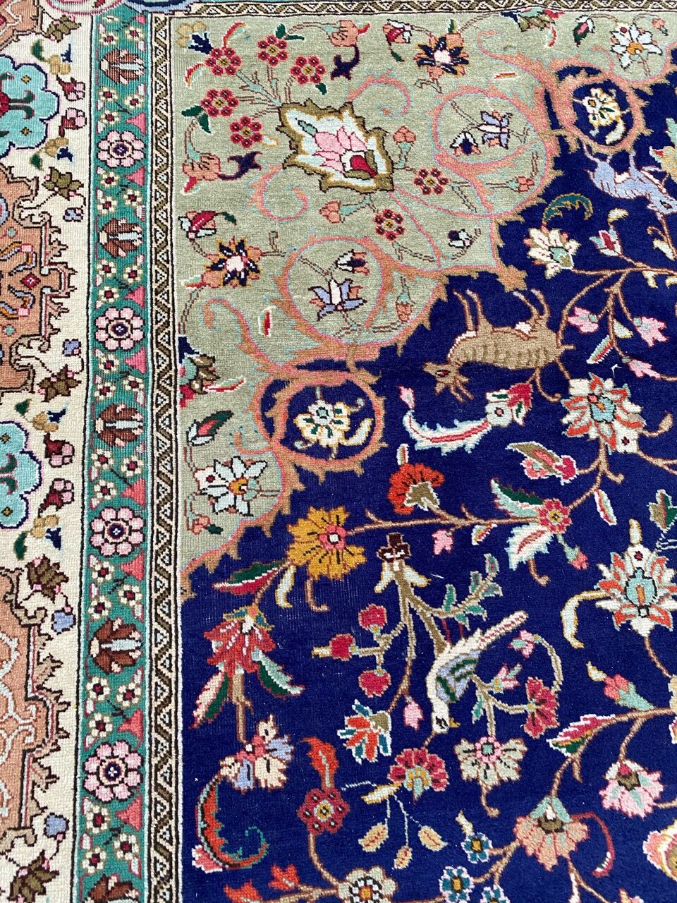 Large handmade Persian vintage Tabriz rug 300x395 cm