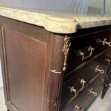 Commode 3 tiroirs de style Louis XVI, marbre et bronzes dorés