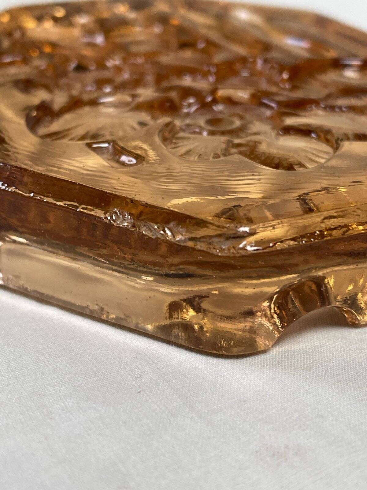 Cendrier verre rosé octogonal esprit art déco