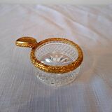 Antique ashtray in cut crystal and gilded bronze frame