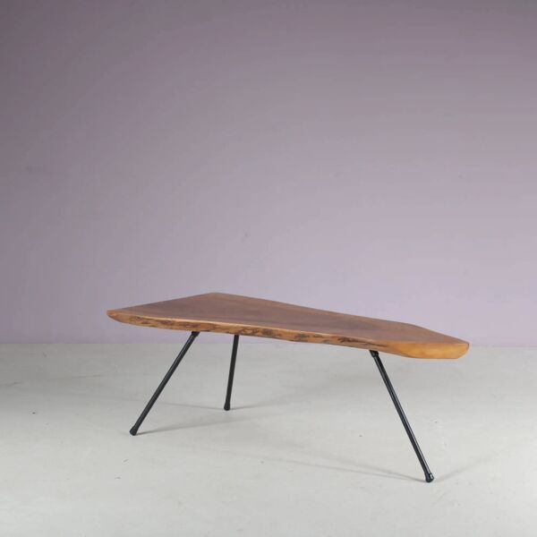 Table basse en tronc d'arbre des années 1950 dans le style Aubock d'Autriche