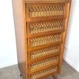 Vintage rattan chest of drawers