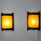 Pair of rattan wall lights France 1960