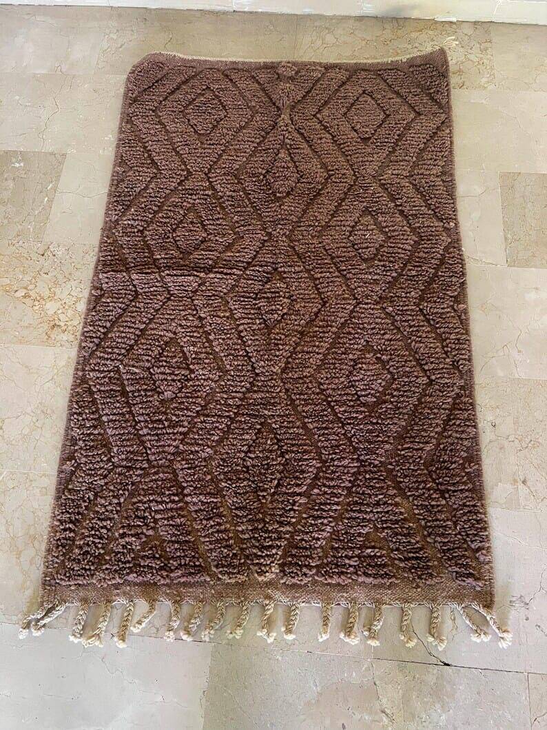 Handmade pure wool rug, brown, size 150/250 cm.