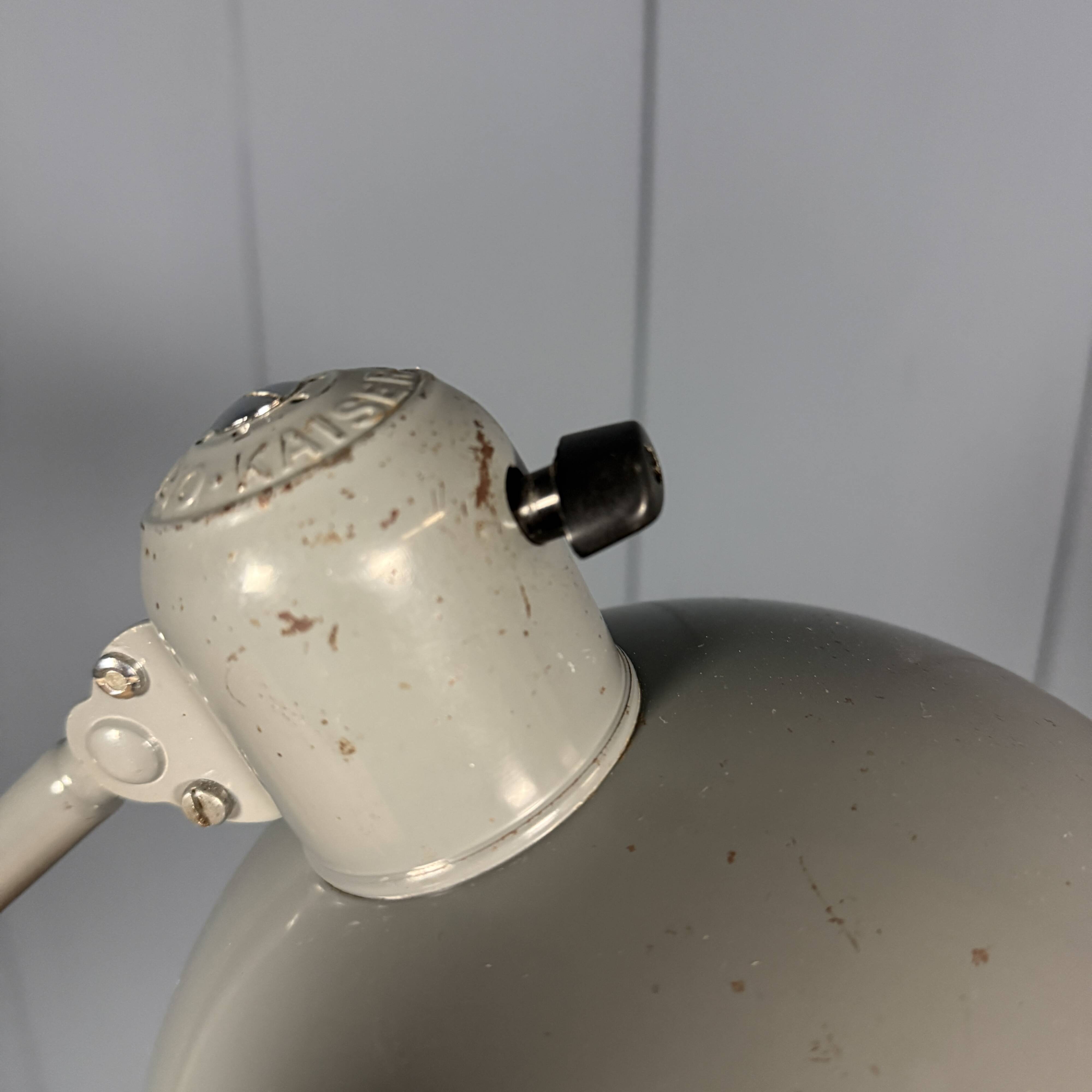 Grey two-arm Kaiser Idell clamp lamp model