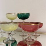 Multi-colored Venetian crystal ice cream cups