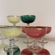 Multi-colored Venetian crystal ice cream cups