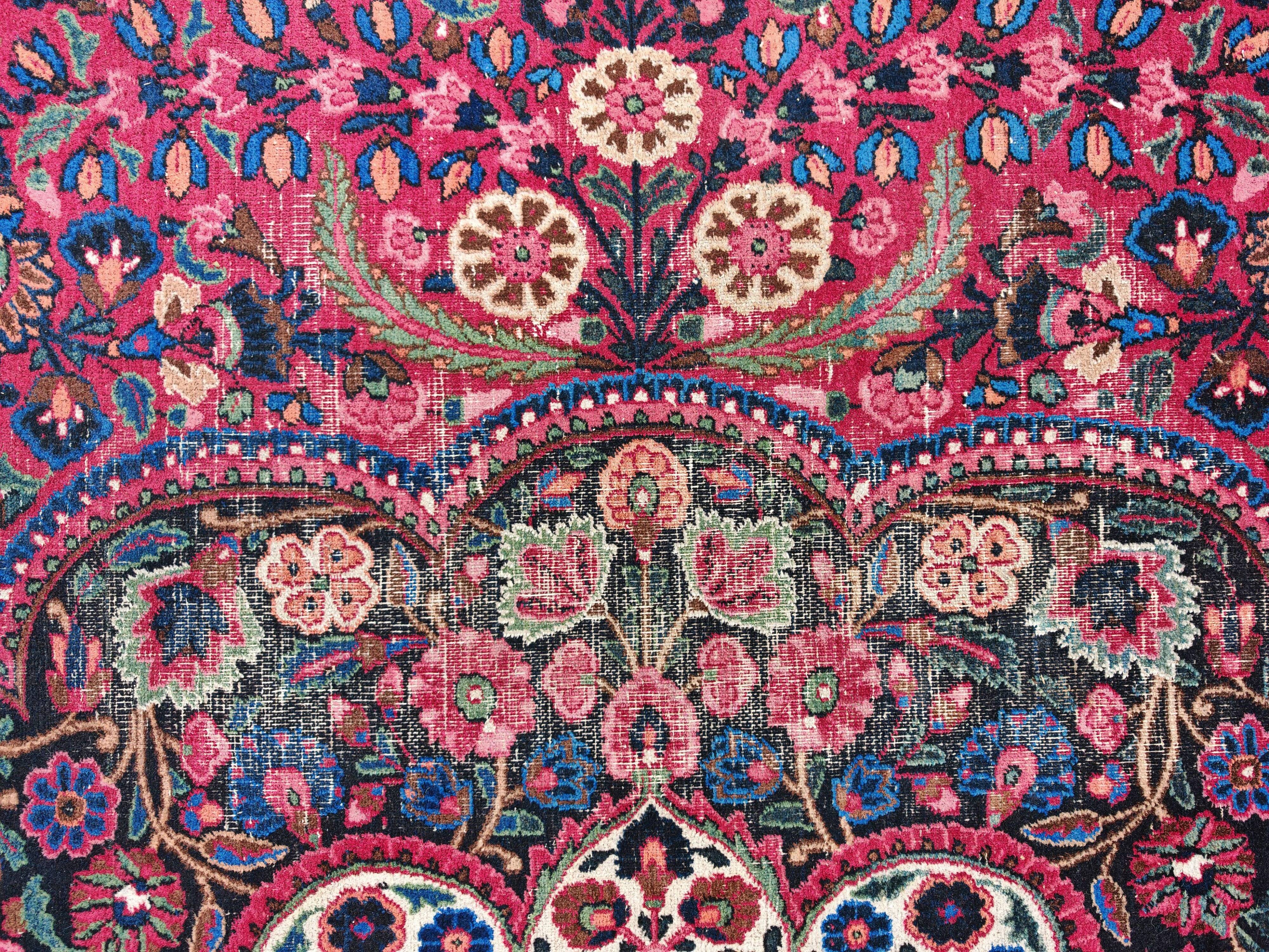 XXL hand-knotted Persian Mashad Moud carpet in wool, 1930s