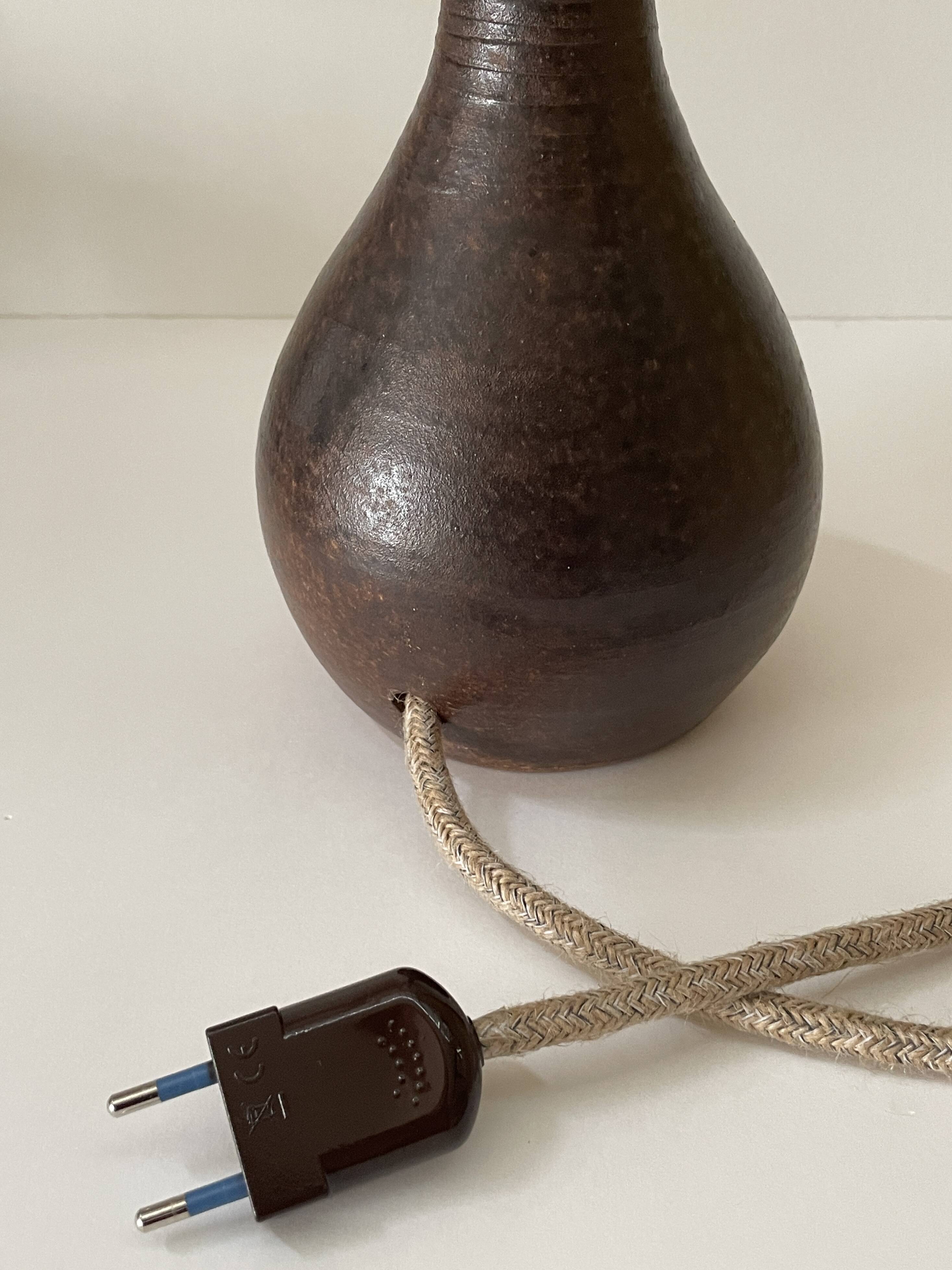 Large handmade stoneware lamp, 1960s-70s