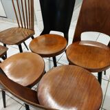 Suite of 6 chairs of Bistrot Baumann mismatched Mondor,Dove,Minuet