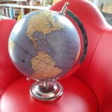 Vintage world map, chrome base