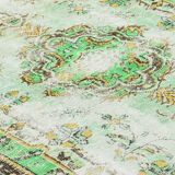 Tapis Oushak Vintage – Tons Vert Pastel & Style Classique, 176 x 340 cm