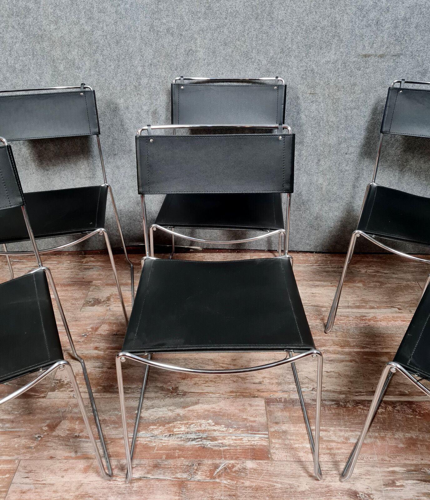 Series of 6 postmodern stackable chair chairs 1970