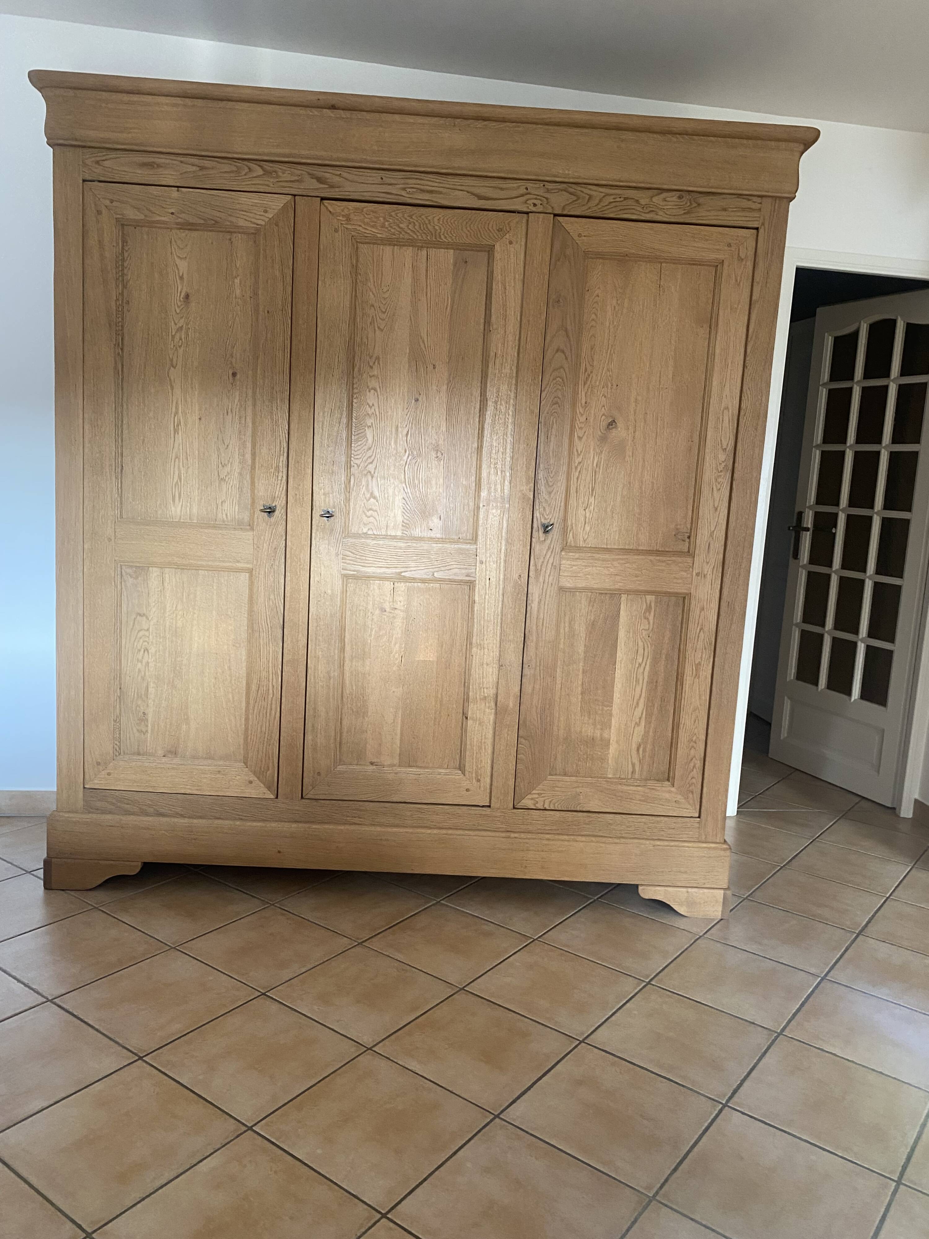 3-door solid oak wardrobe, detachable, sandblasted, wardrobe/lingerie.