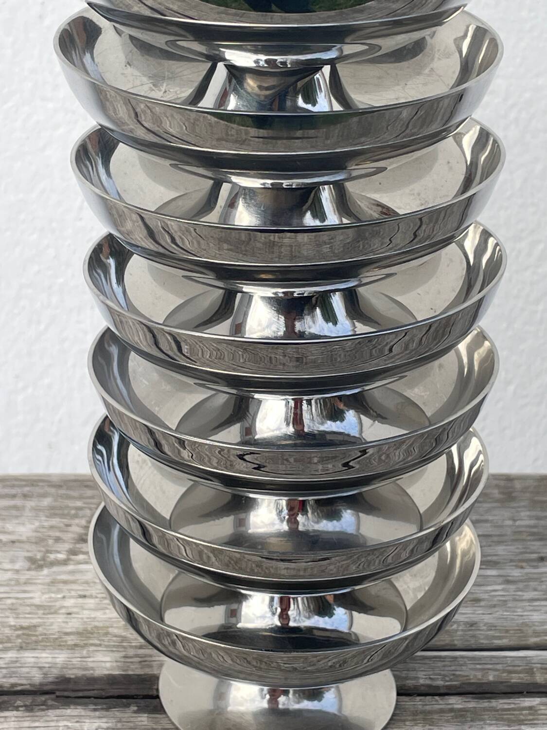 7 stainless steel cups 1970
