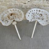 Pair of industrial tripod stools with tractor seat, 50s