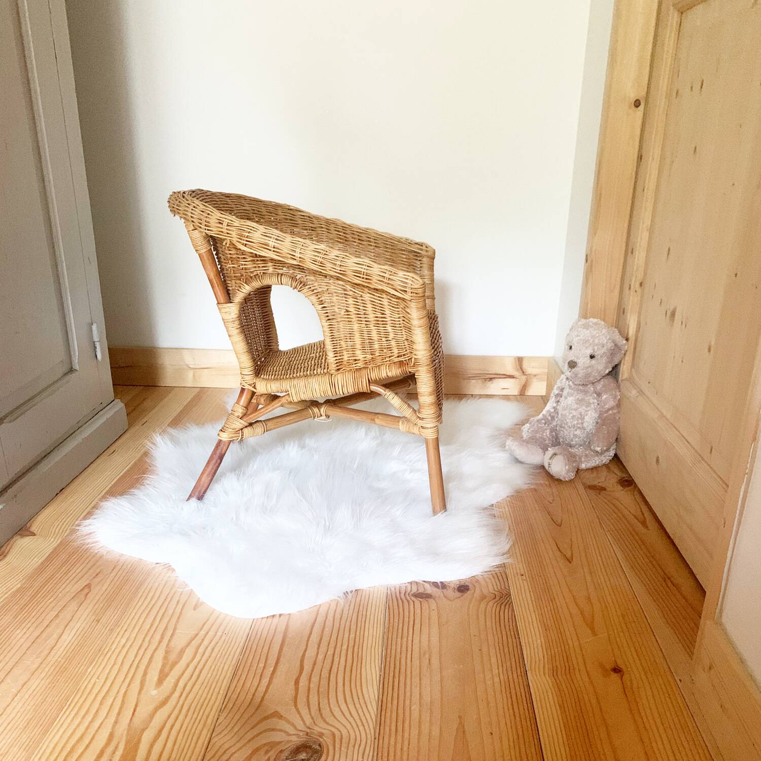 Vintage children's armchair in wicker and rattan