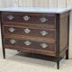 Louis XVI XIXth chest of drawers in mahogany and walnut and white marble top