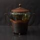 Art Nouveau Smoked Glass Punch Bowl Copper Crafted by Carl Deffner