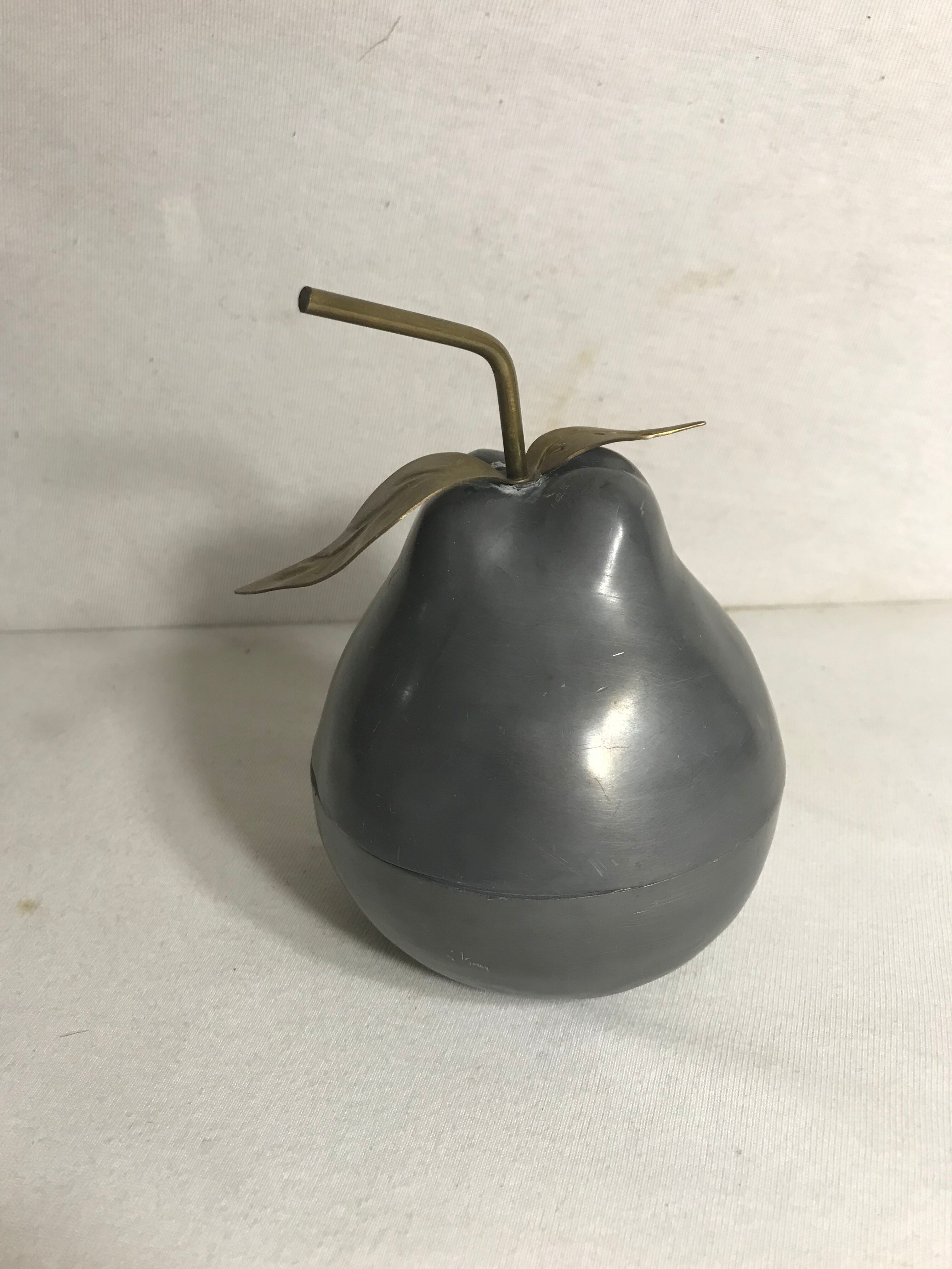 Bonbonniere box shape metal Tin and brass vintage PEAR