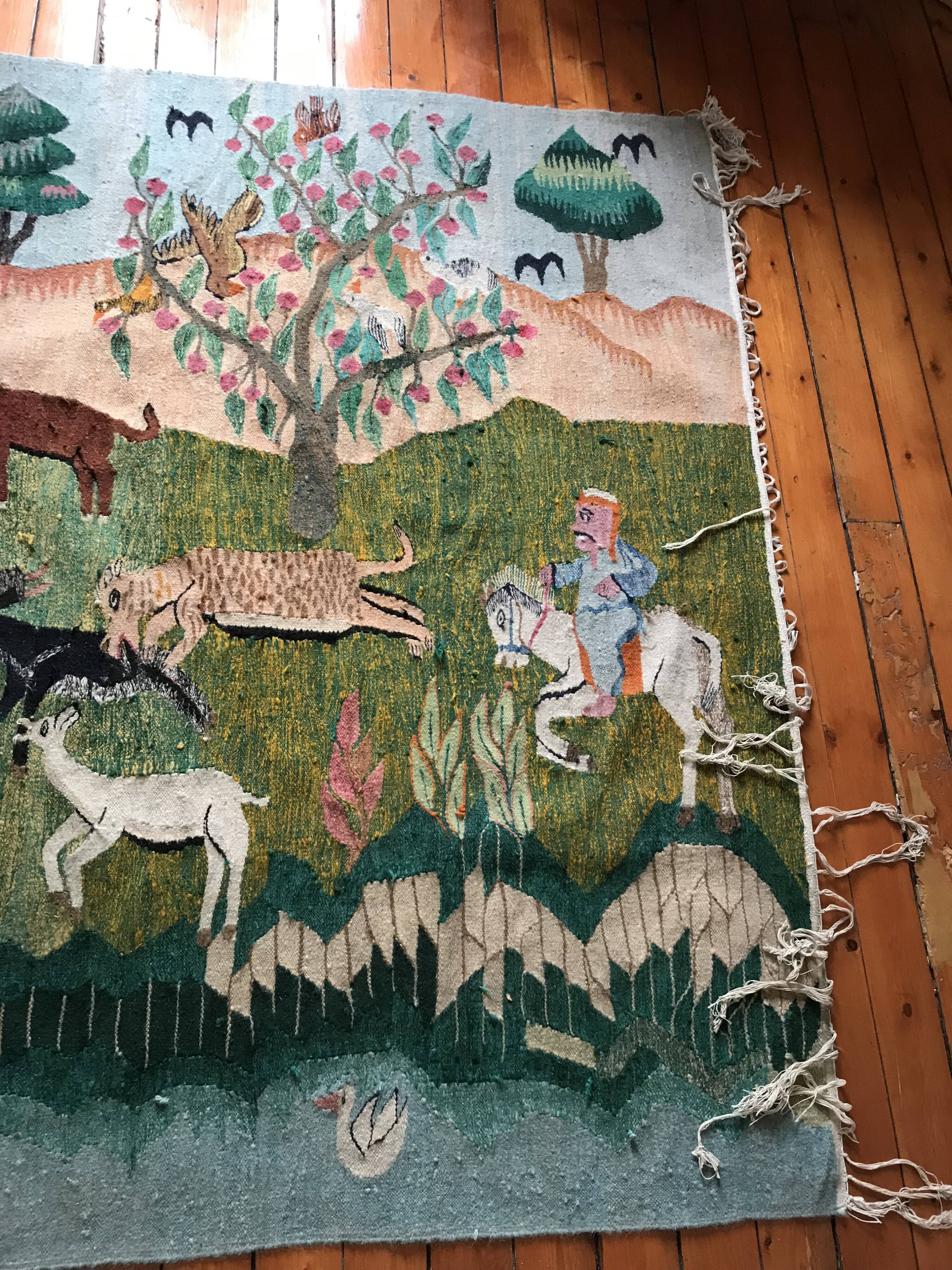 Vintage Egyptian Tapestry Ramsès Wissa Wassef circa 1960