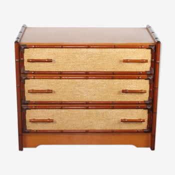 Commode bambou et cannage années 80