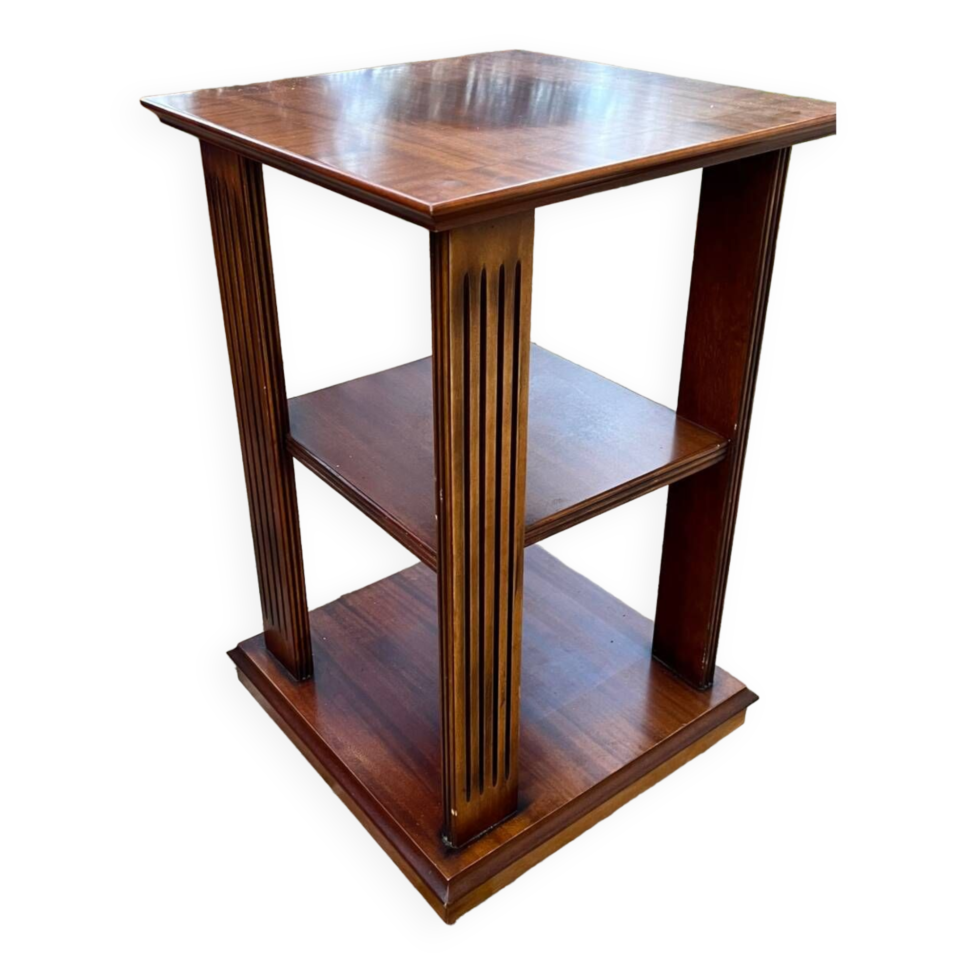 Vintage wooden shelf on caster legs
