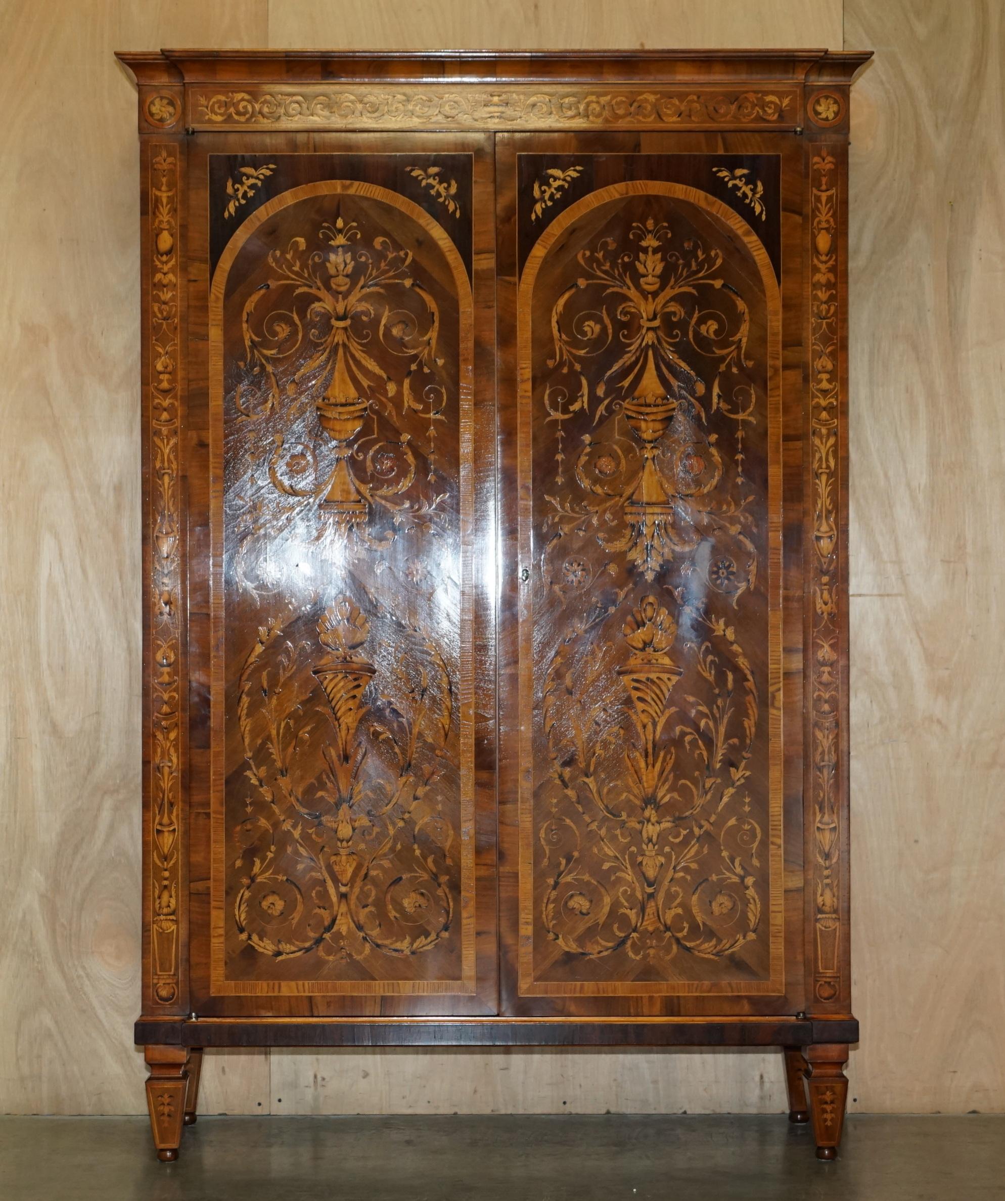 Vintage Regency style Italian marquetry wardrobe